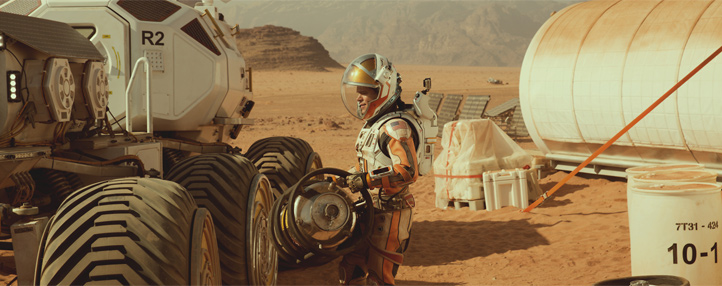 Szene aus „Der Marsianer“ mit Matt Damon. Bild: © 2015 Twentieth Century Fox