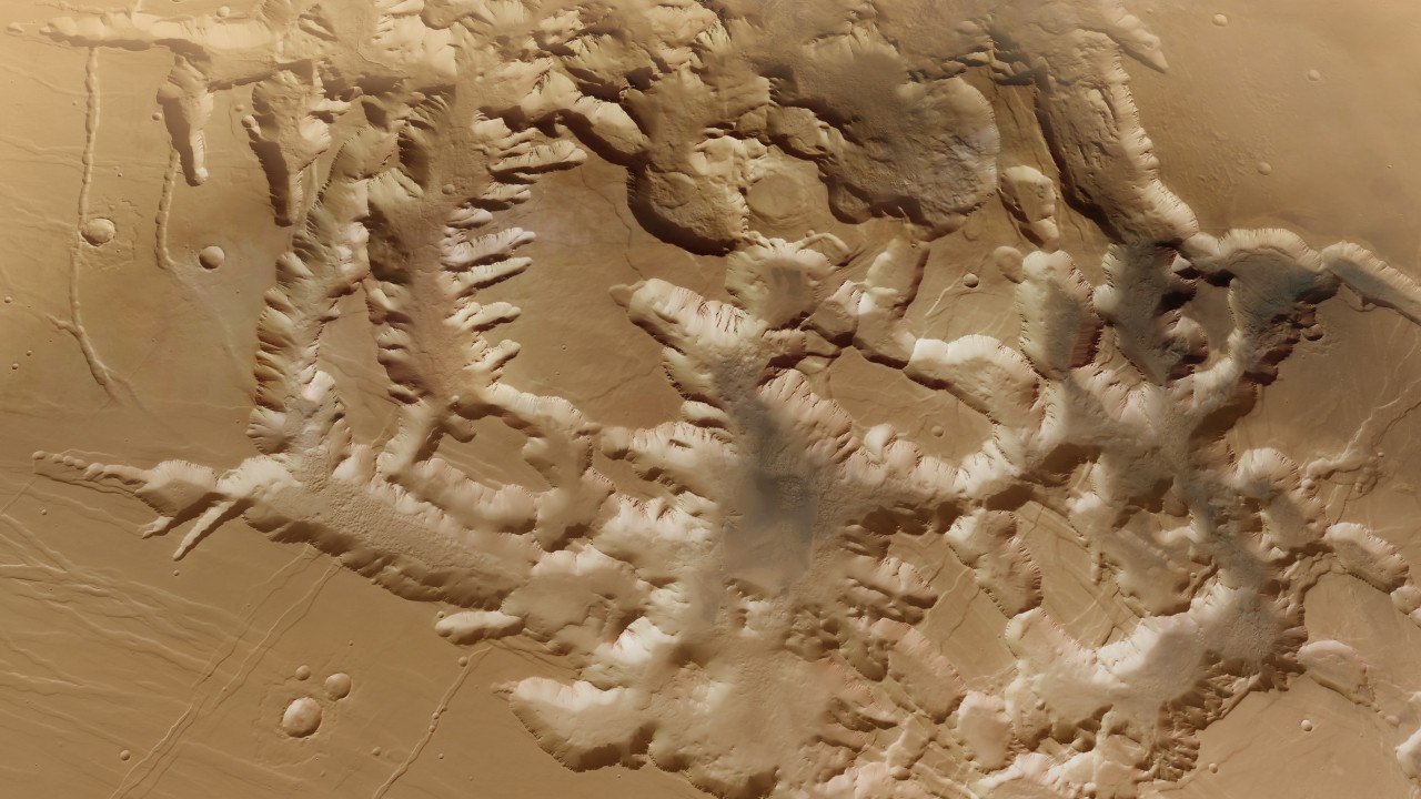 Region zwischen Valles Marineris und dem Tharsis-Hochland auf dem Mars