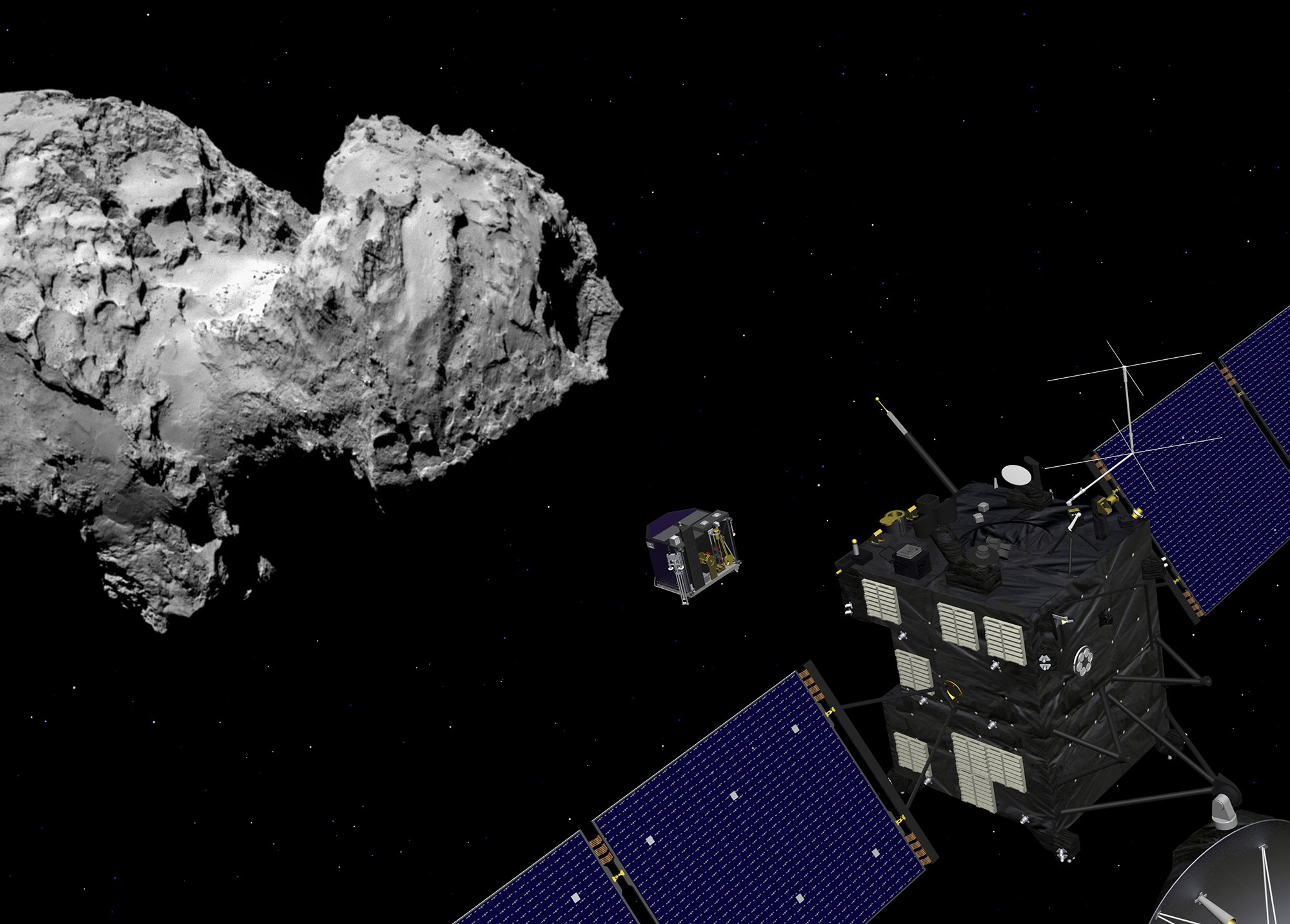 Rosetta und Philae beim Kometen 67 P/Churyumow-Gerasimenko