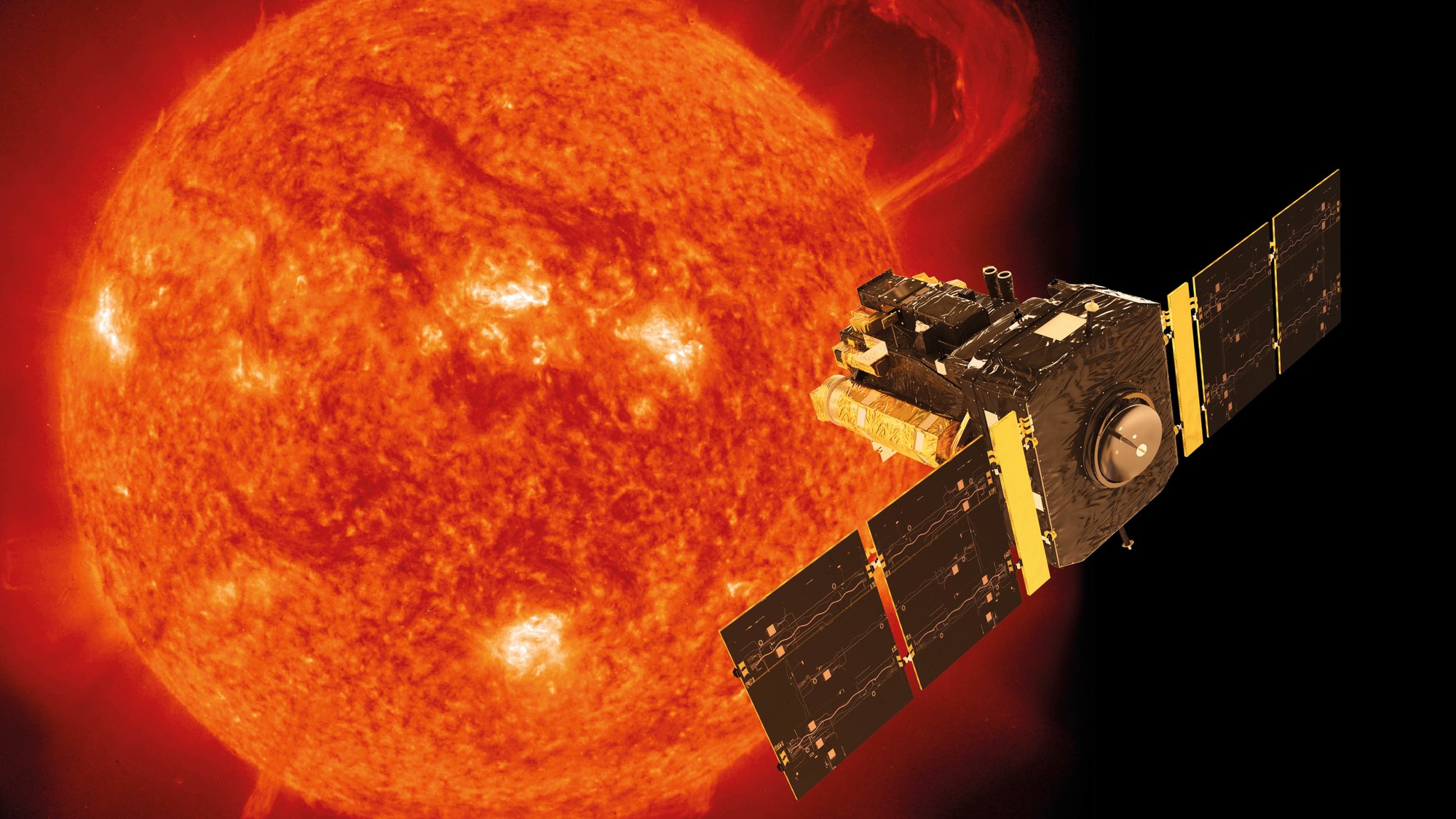 Das Solar and Heliospheric Observatory vor der Sonne