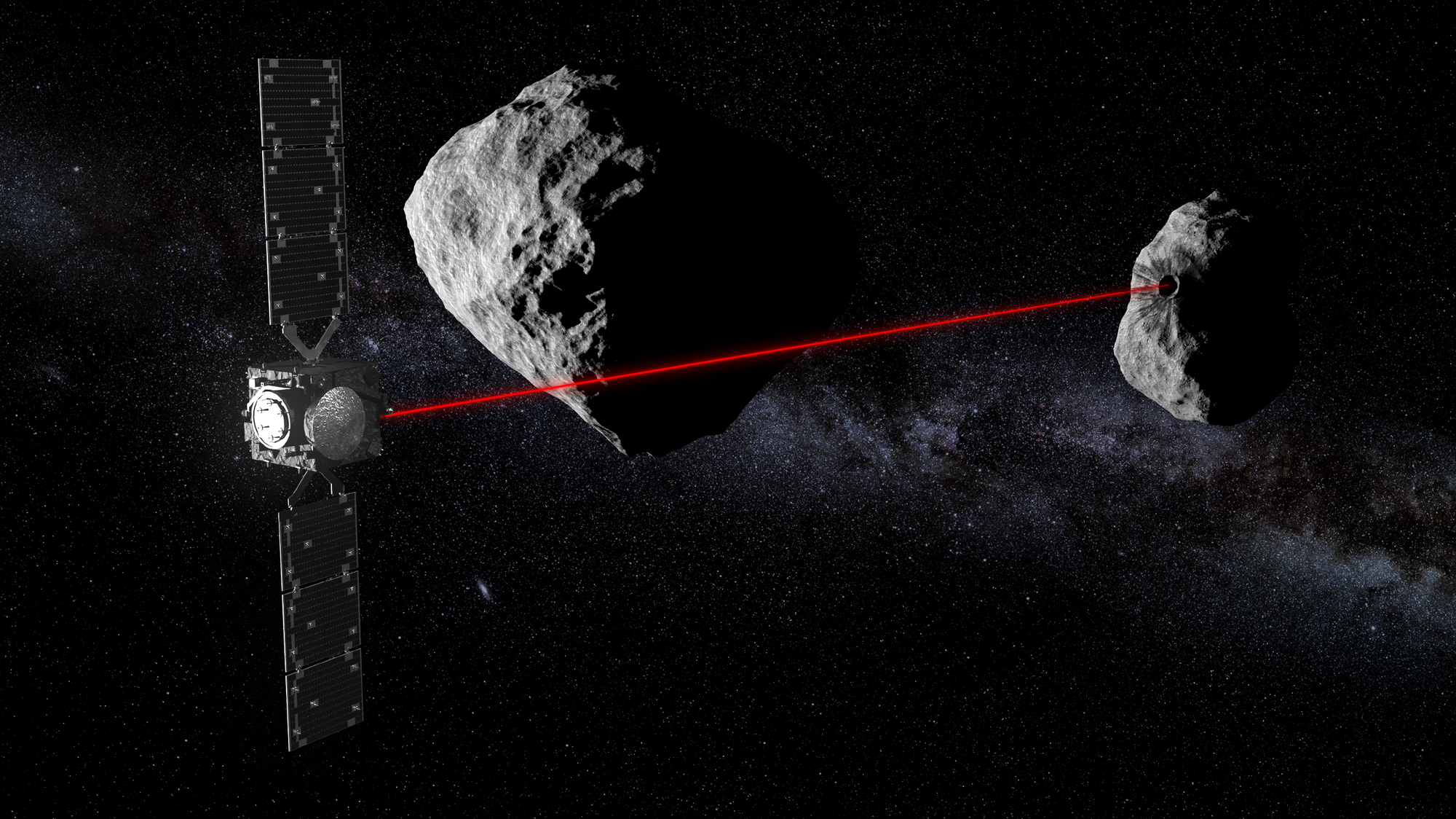 Die Raumsonde Hera scannt Dimorphos mit ihrem Laseraltimeter