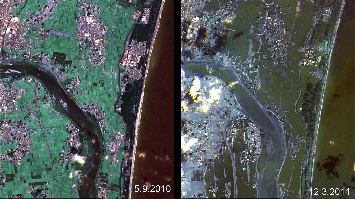 Tsunami-Zerstörungen in Japan: Vorher-Nachher-Vergleich