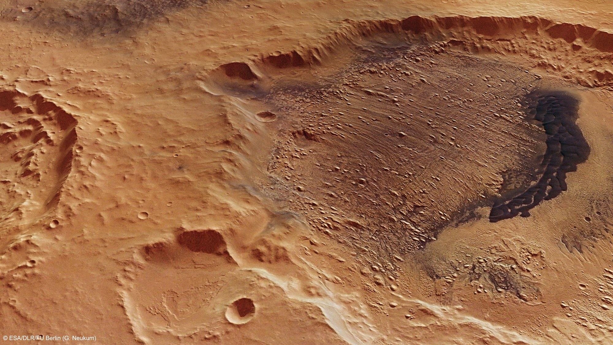 Perspektivische Ansicht des Danielson-Kraters