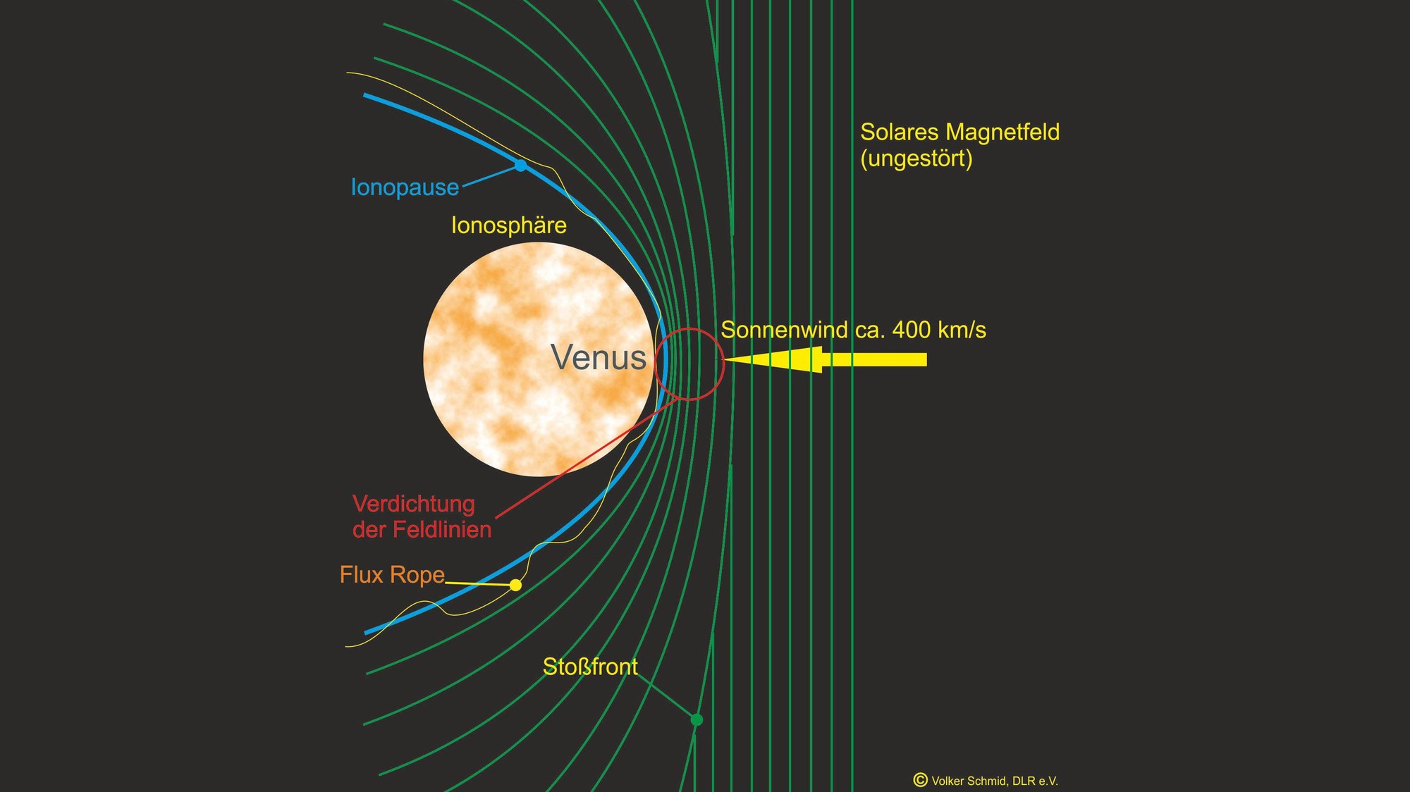 Die Ionosphäre der Venus im Sonnenwind