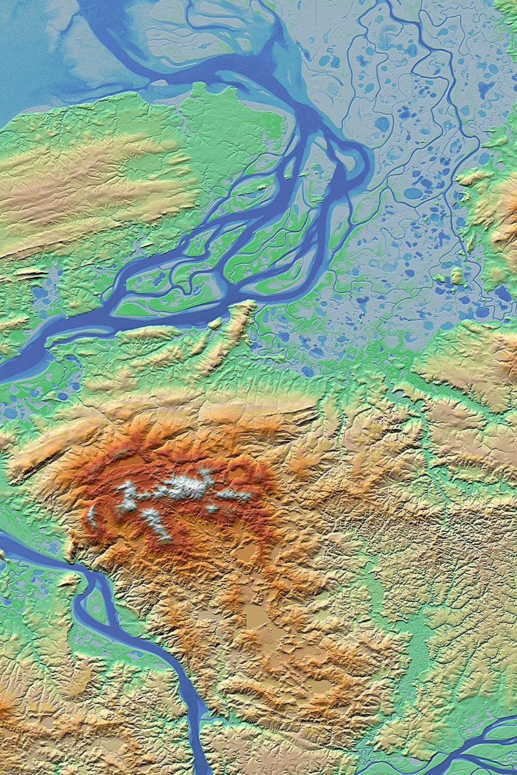 TanDEM-X Höhenmodell: Pjasinadelta und Karasee, Russland