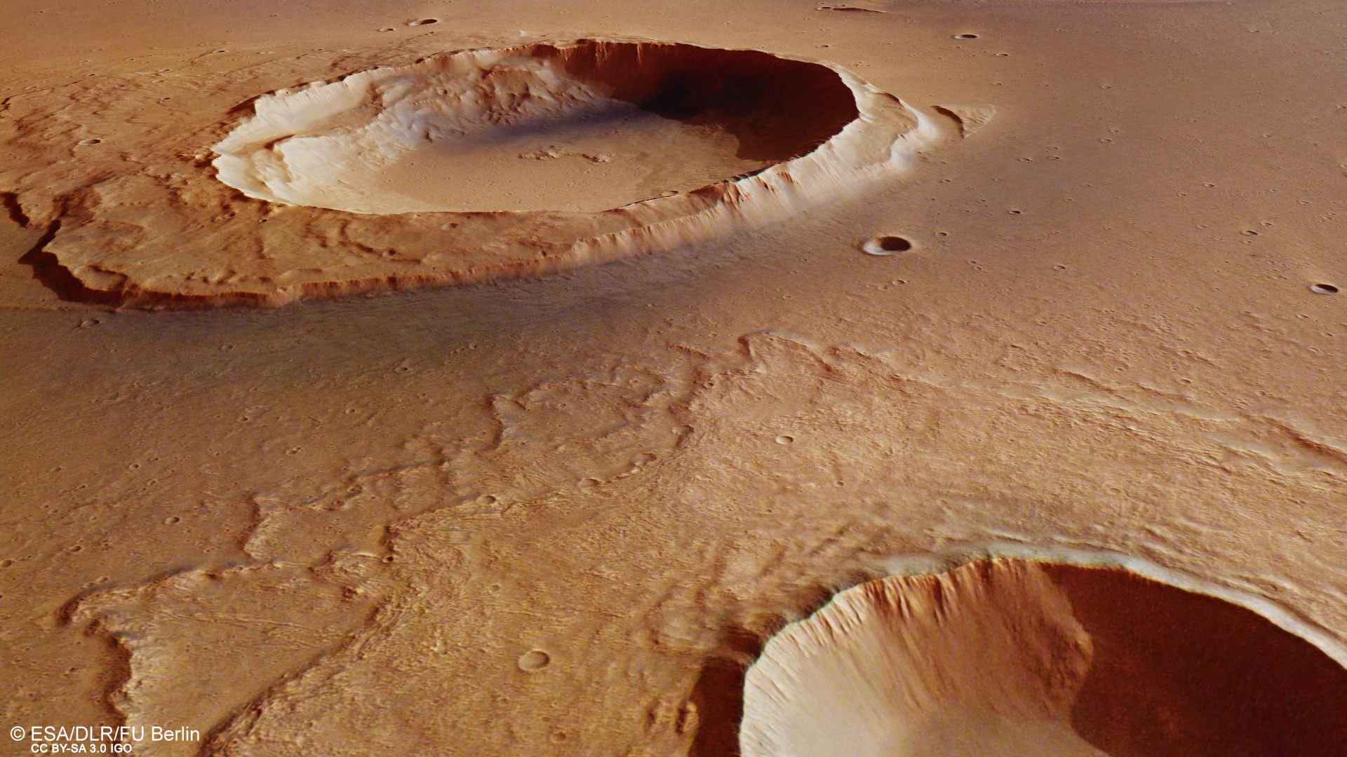 Der Worcester-Krater im Gebiet von Kasei Valles