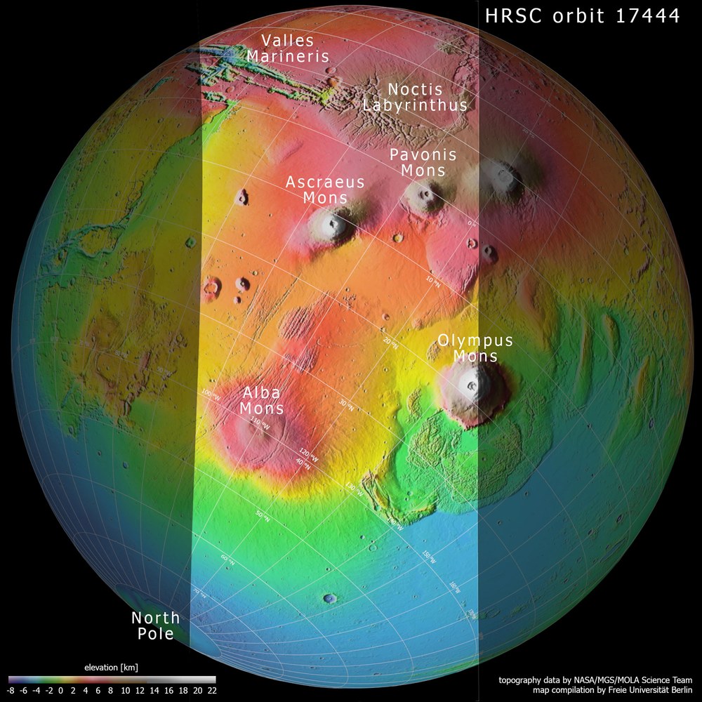 Ausdehnung des HRSC-Bildstreifens des Orbits 17.444