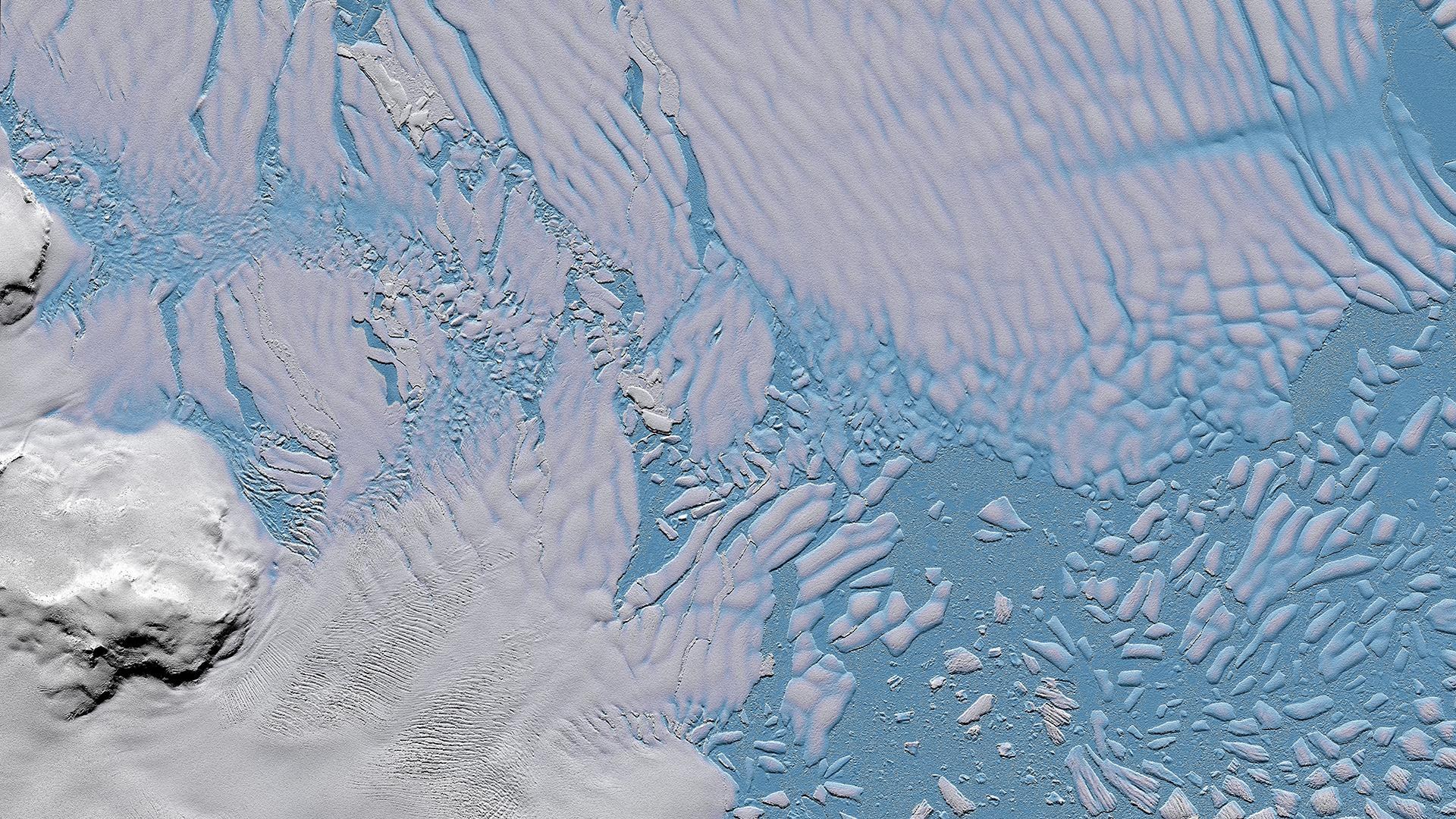 TanDEM-X Höhenmodell: Brüchiges Schelfeis des Thwaites Gletscher