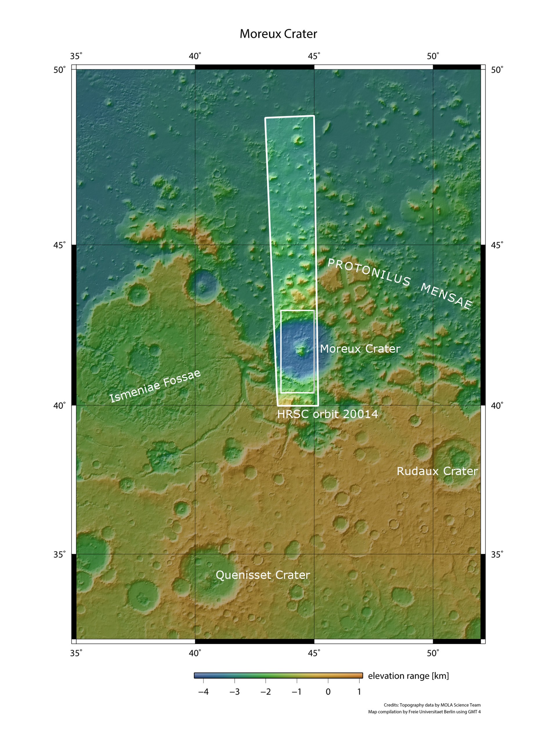 Protonilus Mensae, Mars: Übergangszone zwischen Hoch- und Tiefland