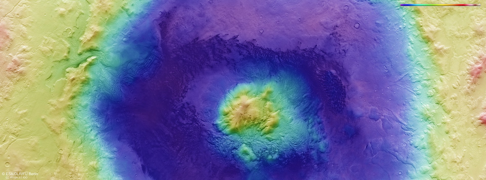 Topographische Bildkarte des Einschlagskraters Moreux
