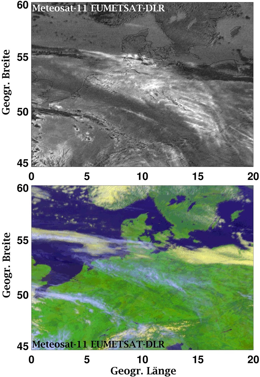 Eiswolken und Kondensstreifen