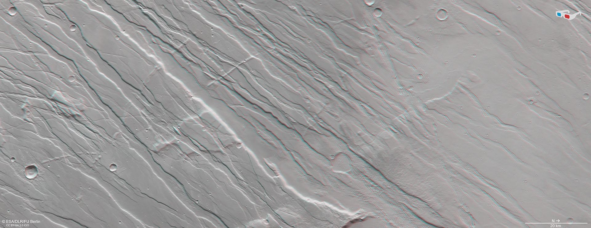 3D-Ansicht von Ascuris Planum in der Region Tempe Terra