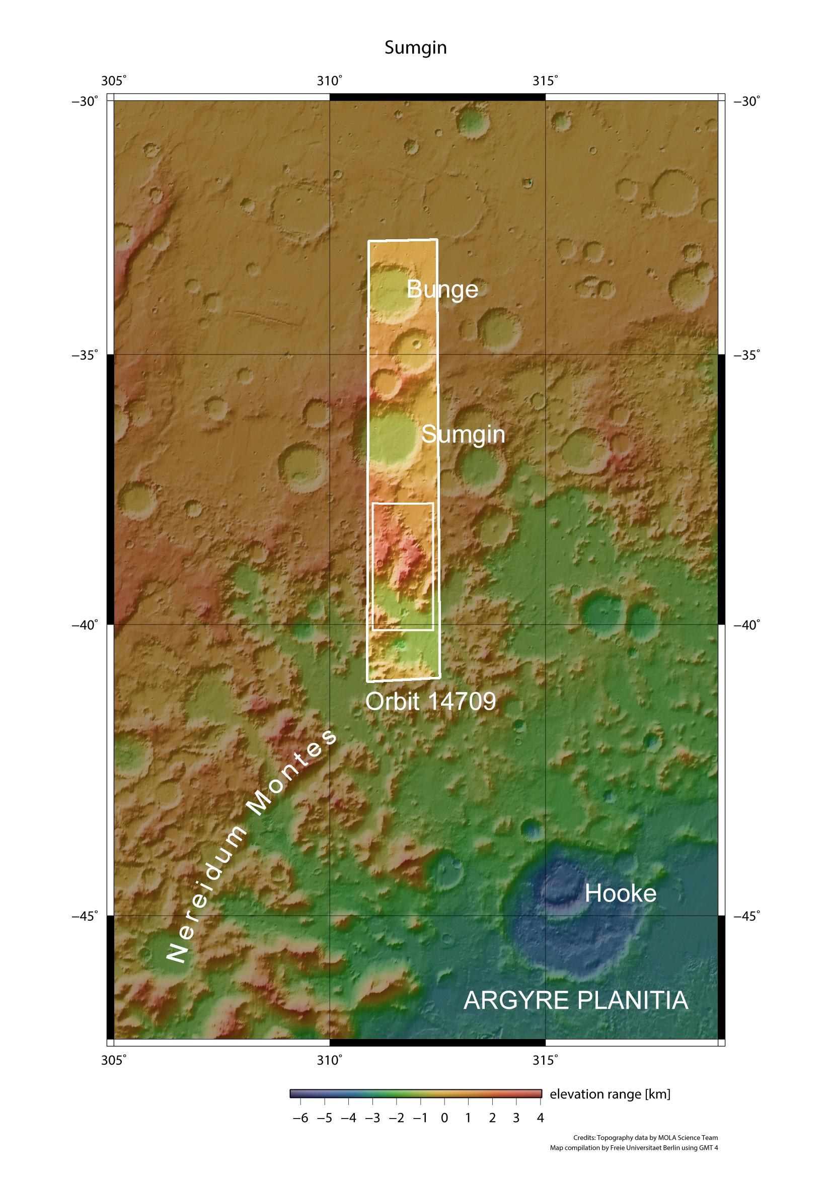 Das Ringgebirge der Nereidum Montes im Nordwesten von Argyre Planitia
