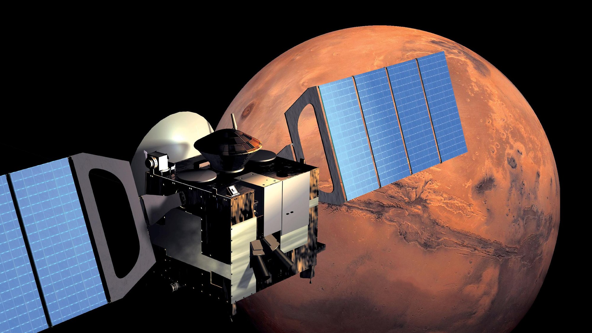 Mars Ex­press in ei­nem Or­bit um den Mars