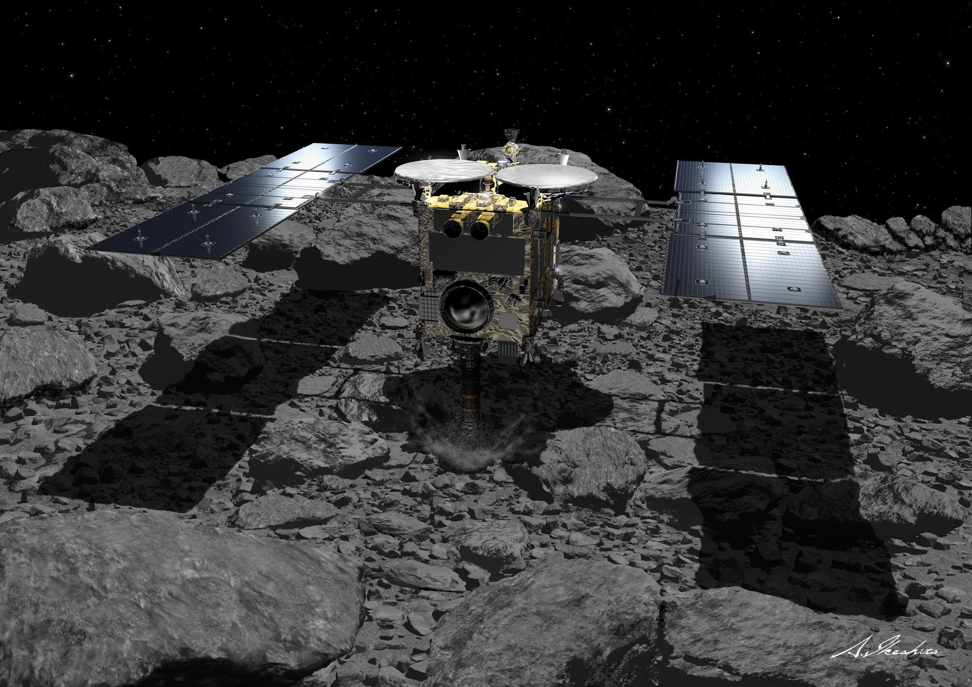 Hayabusa nimmt Proben auf dem Asteroiden Ryugu