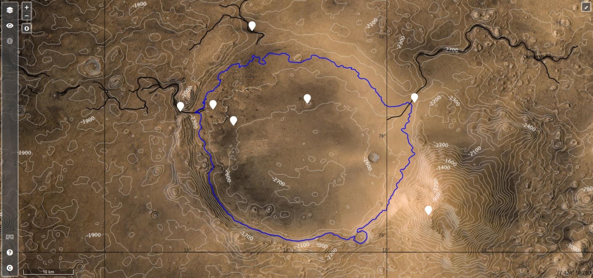 Interaktive Karte des Jezero-Kraters