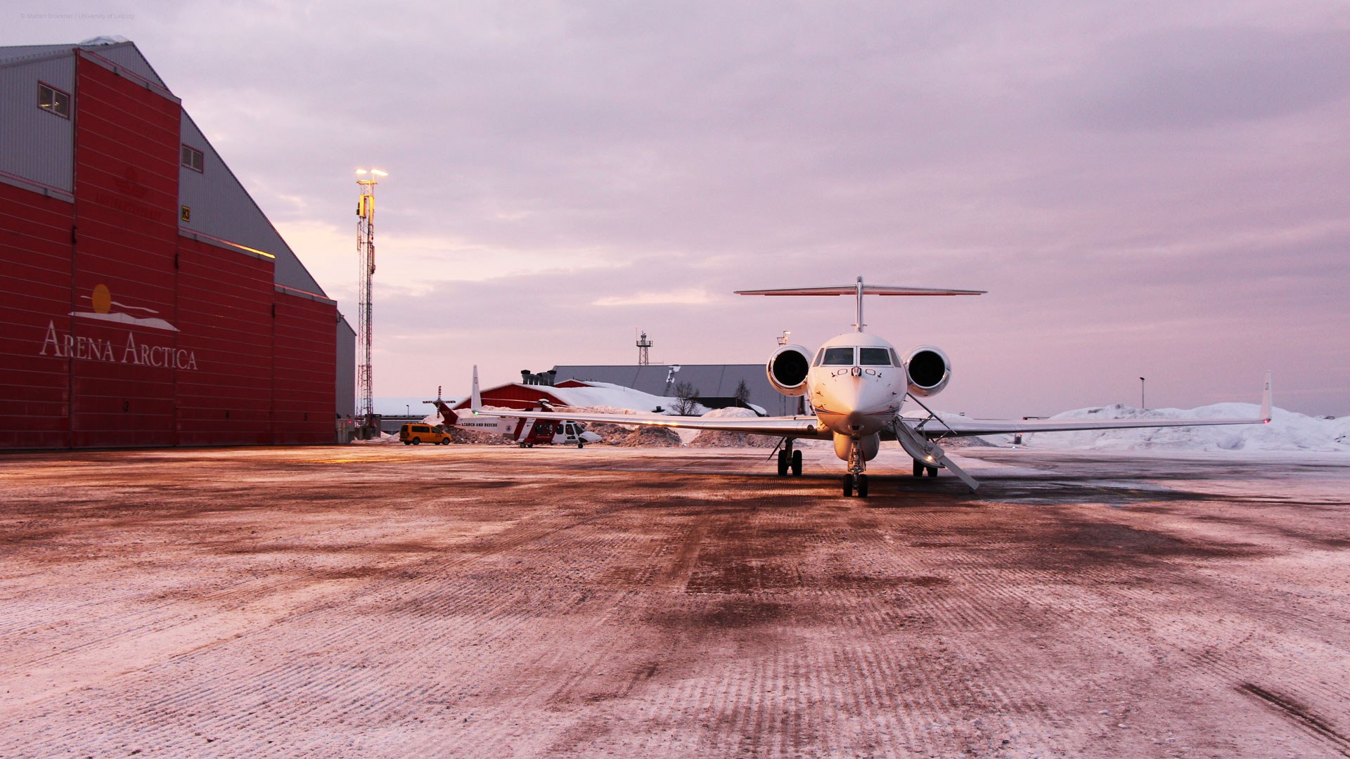 Forschungsflugzeug HALO in Kiruna, Schweden