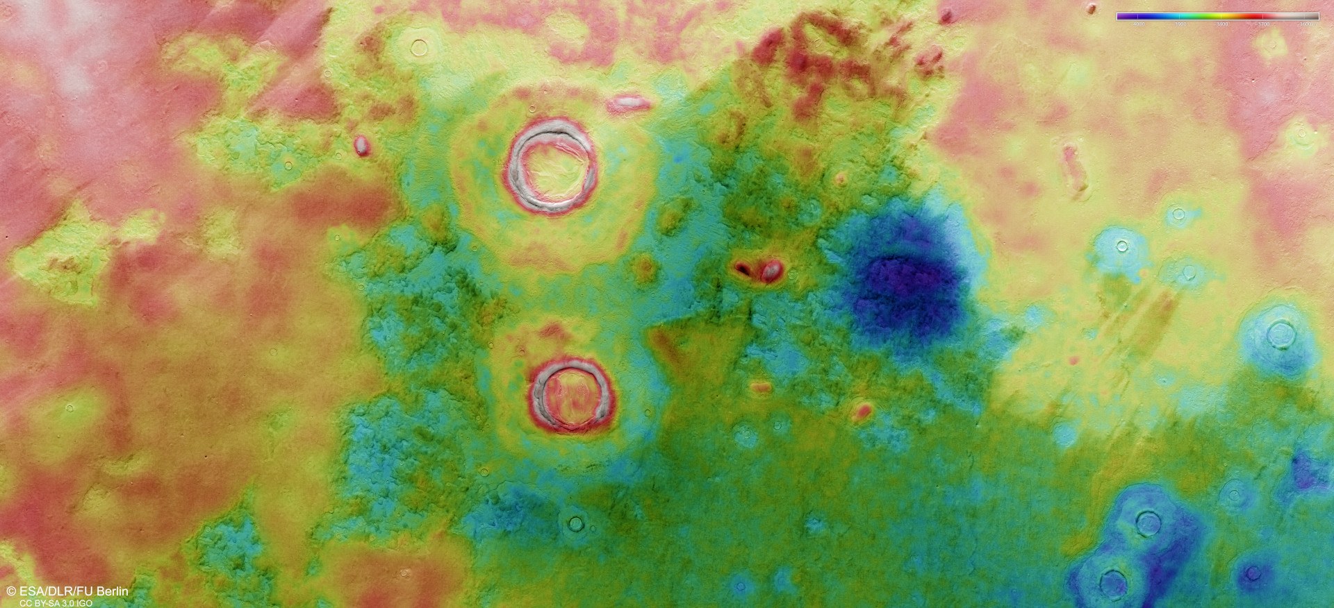 Topographische Bildkarte eines Teils von Utopia Planitia