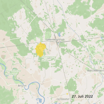 Situation in Falkenberg (Elbe-Elster, Brandenburg) vom 27. Juli bis 1. August 2022