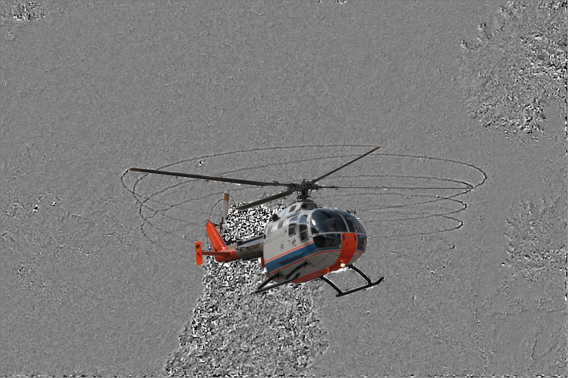 Background Oriented Schlieren Method (BOS) am DLR Helicopter