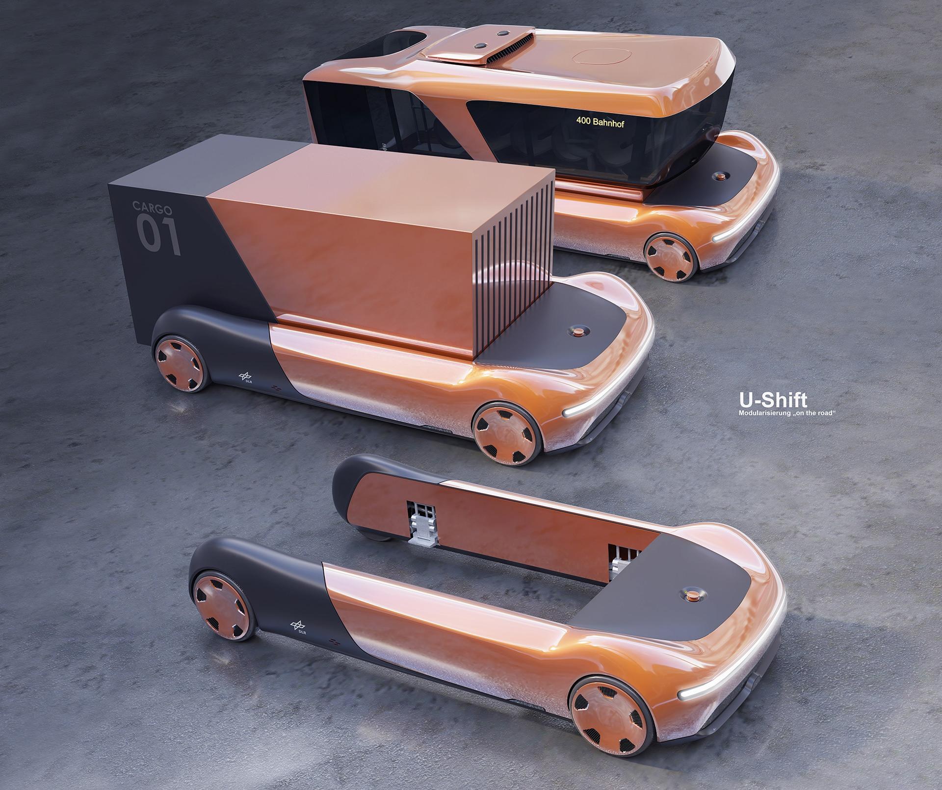 Modulares, automatisiertes Fahrzeugkonzept für Personen- und Gütertransport