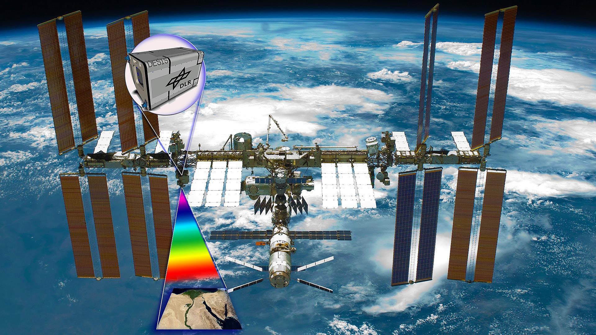 Künstlerische Darstellung von DESIS auf der ISS
