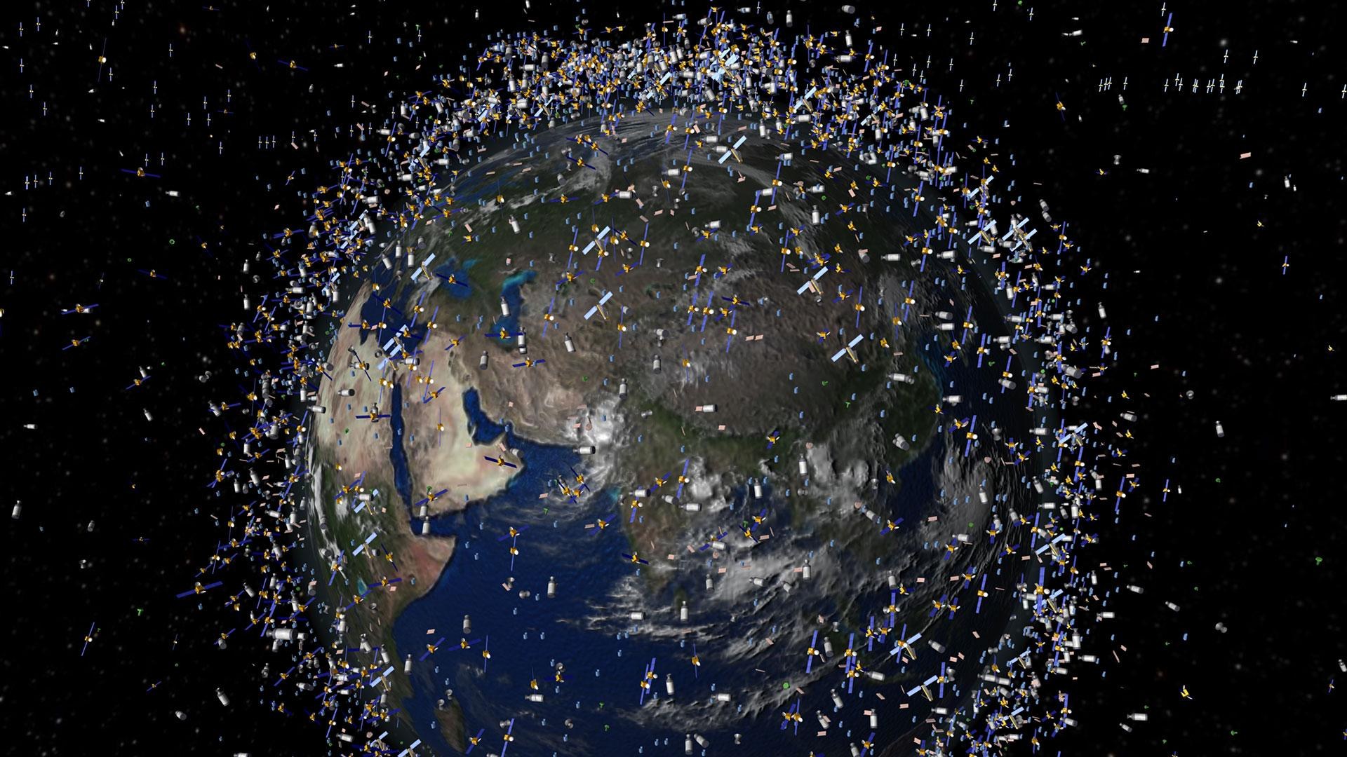 Aktive Satelliten und Weltraumschrott
