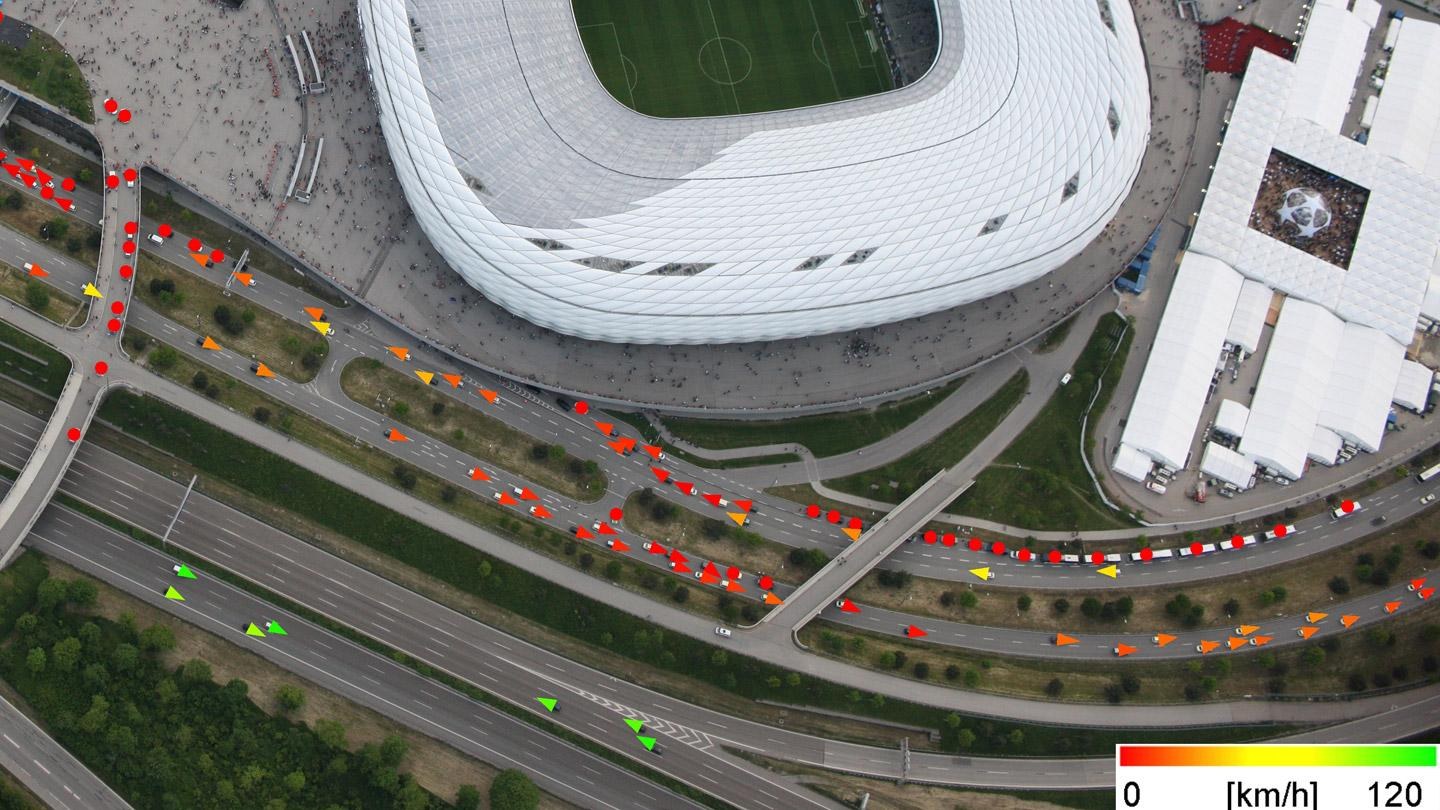 Der Verkehr rund um die Allianz Arena