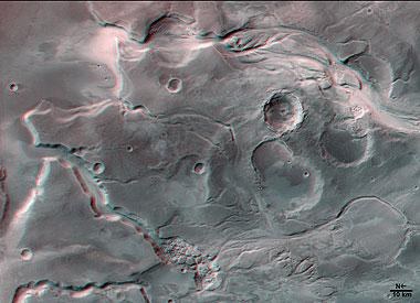 Mars - Mündung der Mangala-Täler in 3D