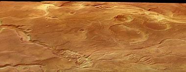 Mars - Mündung der Mangala-Täler - perspektivische Ansicht