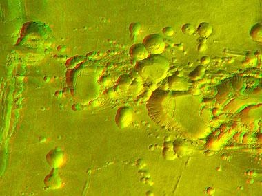 Mars - Vulkanische Kollapsstrukturen auf Arsia Mons in 3D