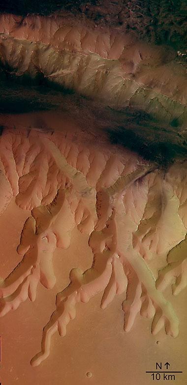Louros Valles - Verästelte Erosionstäler am Rande des Mars-Canyons Valles Marineris