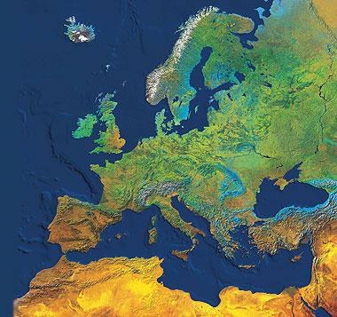 Wolkenfreies Europa - NOAA-AVHRR
