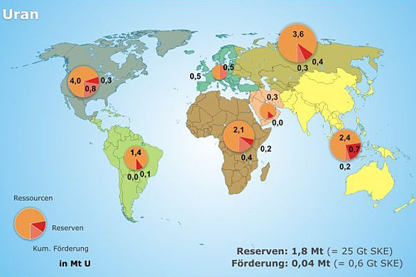Gesamtpotenzial an Uran 2008. Quelle: BGR.
