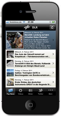 DLR iOS-App. Bild: DLR, CC-BY-SA