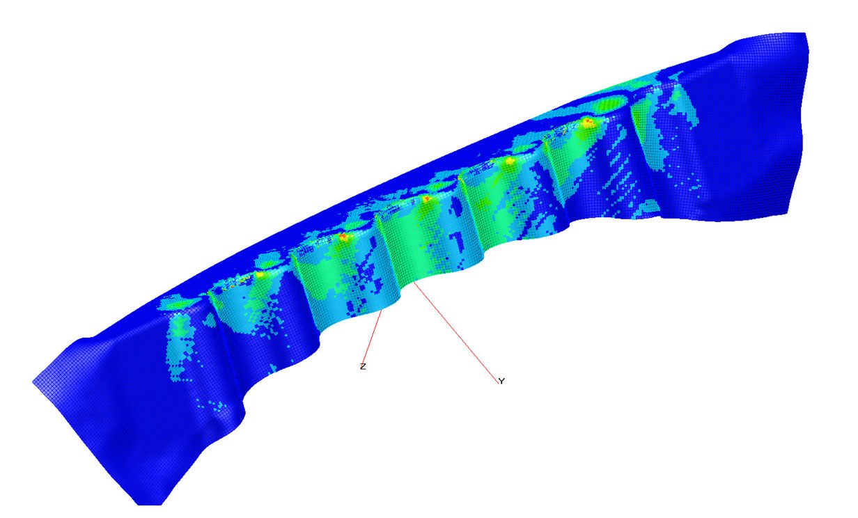 Animation Scherwinkelanalyse einer Umformsimulation