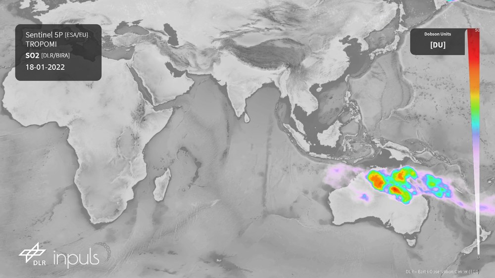 Schwefeldioxidwolke vom "Hunga Tonga Hunga Ha‘apai"