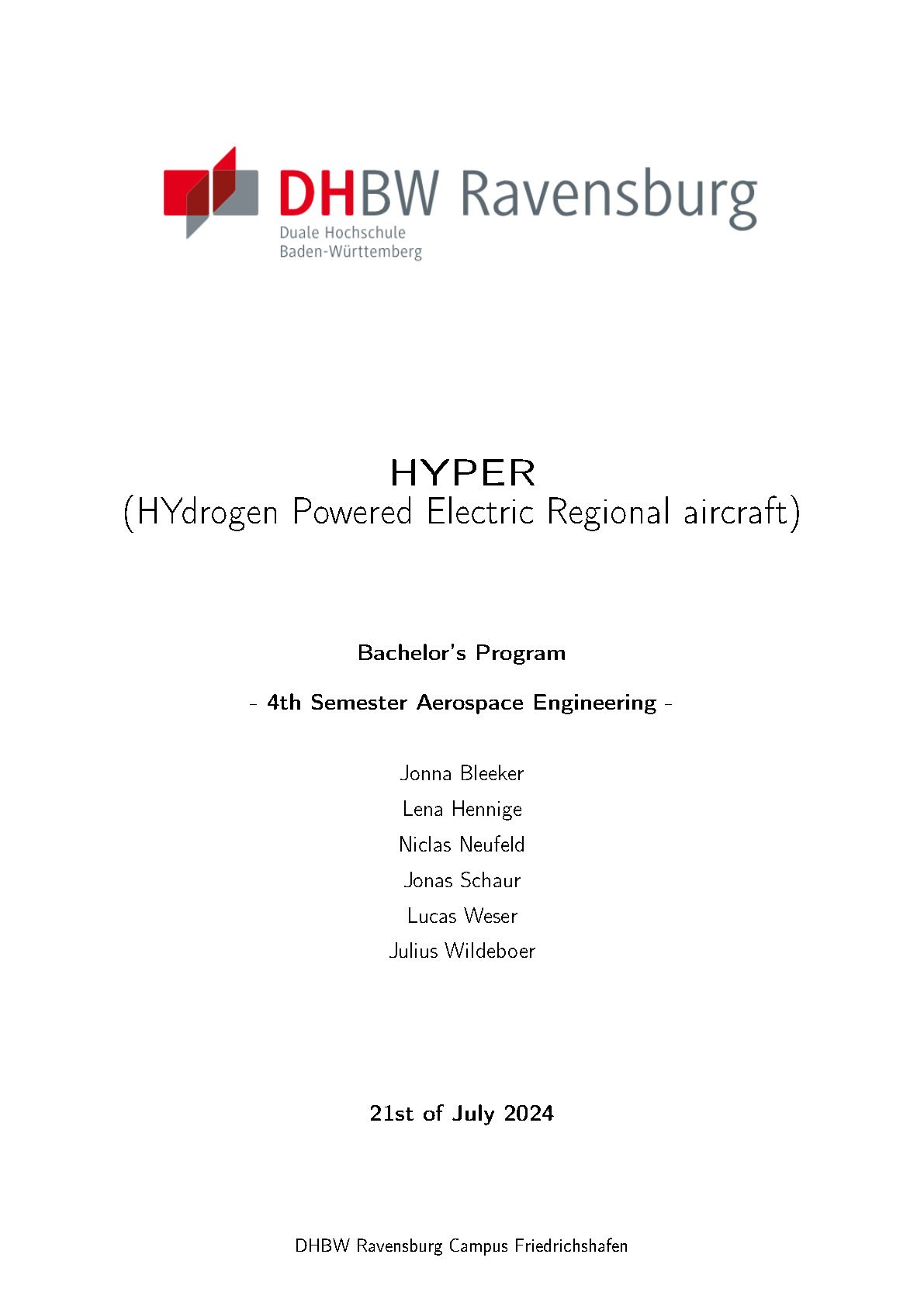 Vorschaubild: DLR Design Challenge 2024 - Bericht – DHBW Ravensburg HYPER