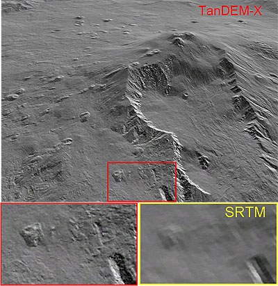 TanDEM-X-Höhenmodell im Vergleich zum SRTM-Höhenmodell