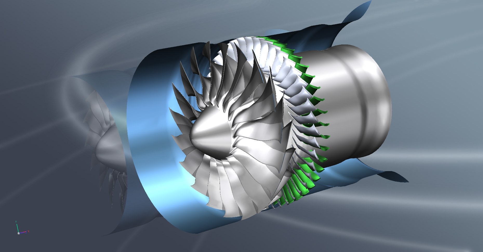 CAD model of an engine structure