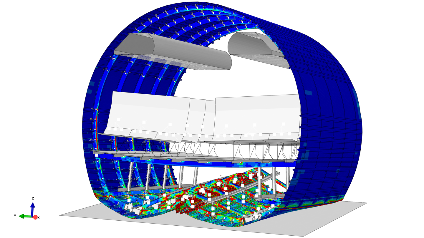 Fuselage section under crash loads