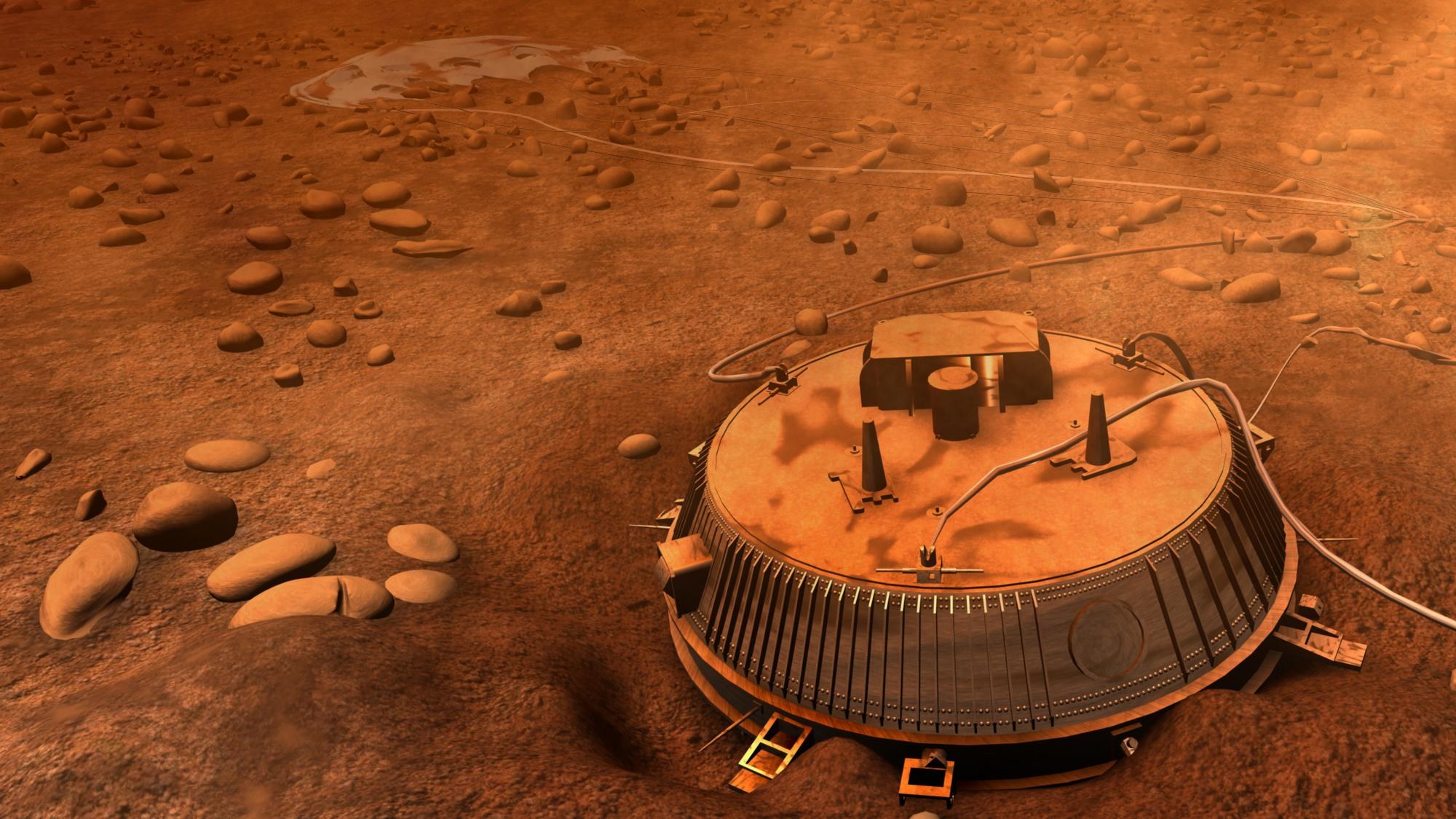 On 14 January 2005 the Huygens atmospheric capsule landed on Saturn's moon Titan