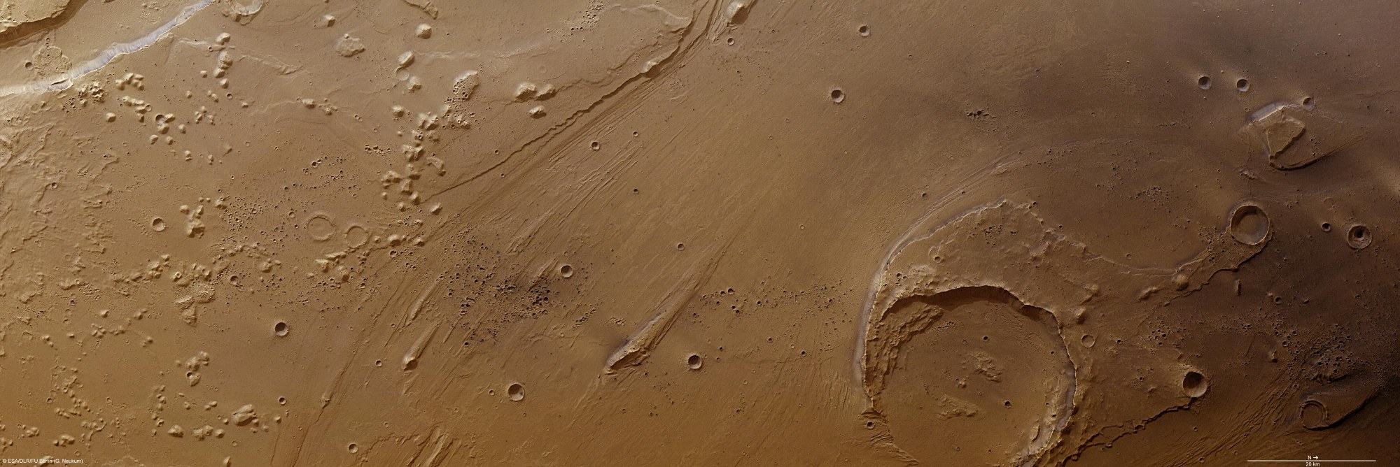 Colour plan view of the mouth of the Ares Vallis outflow chann