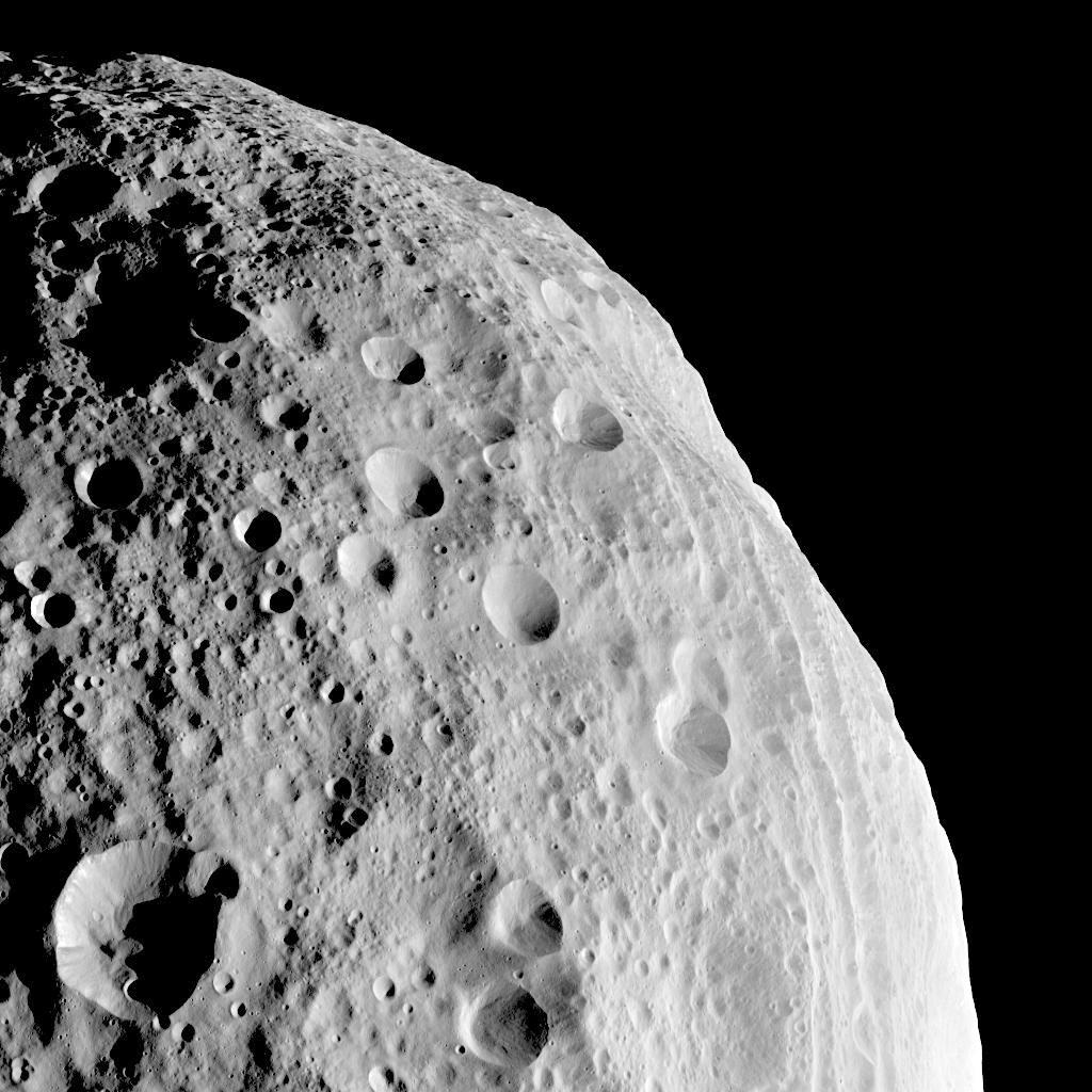 Up and down on Vesta's crater-strewn surface