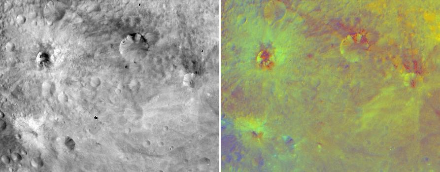 Vesta's equatorial region in false colours