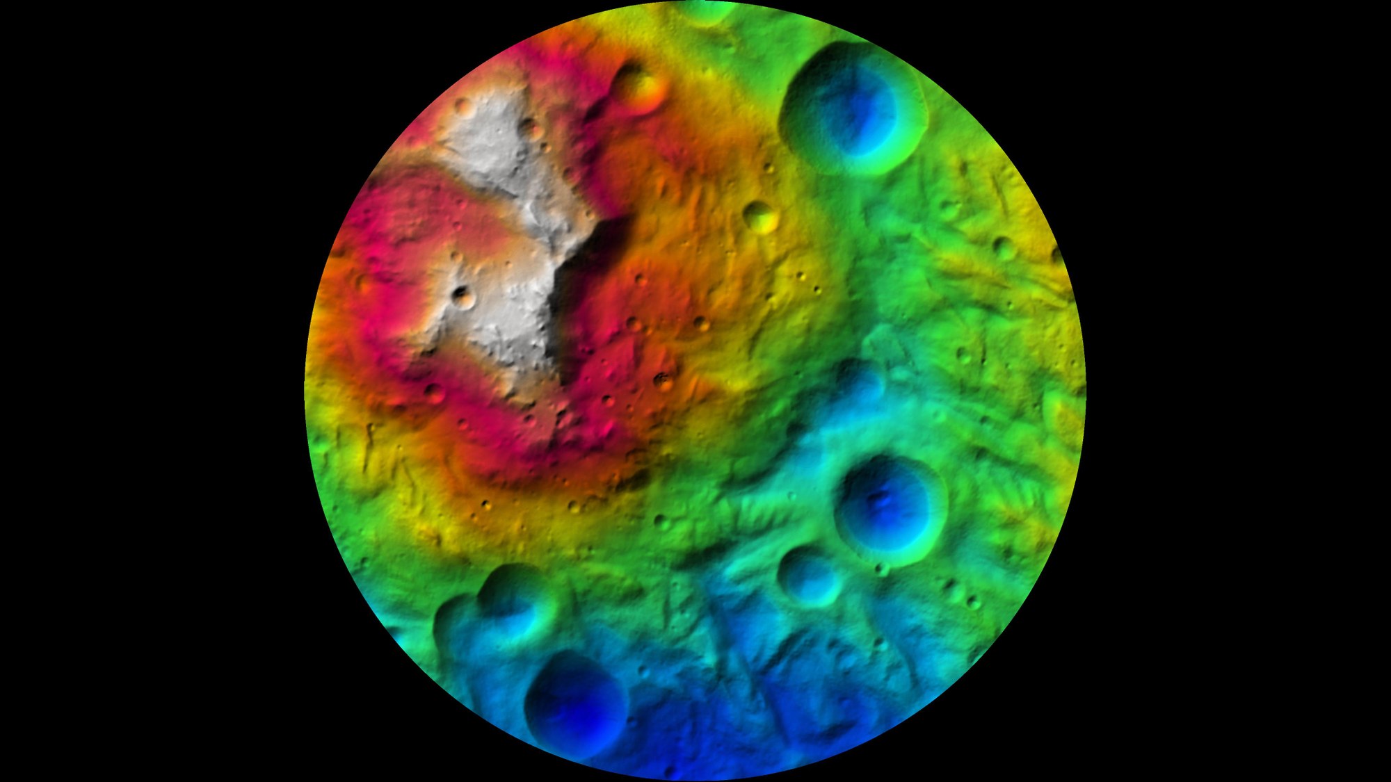Colour-coded map of Vesta