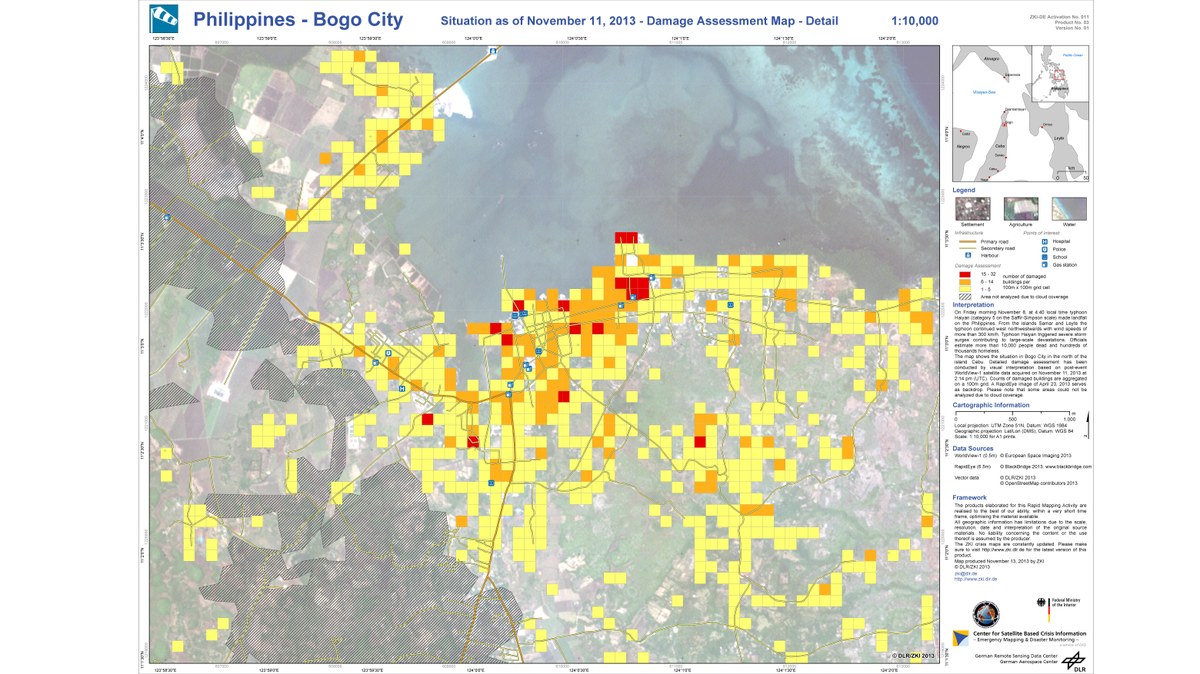 Map of the city of Bogo in the Philippines