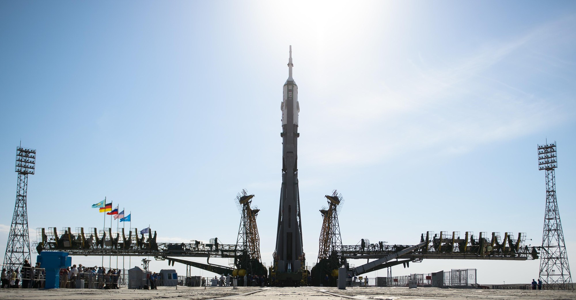 The Soyuz rocket on its launch pad