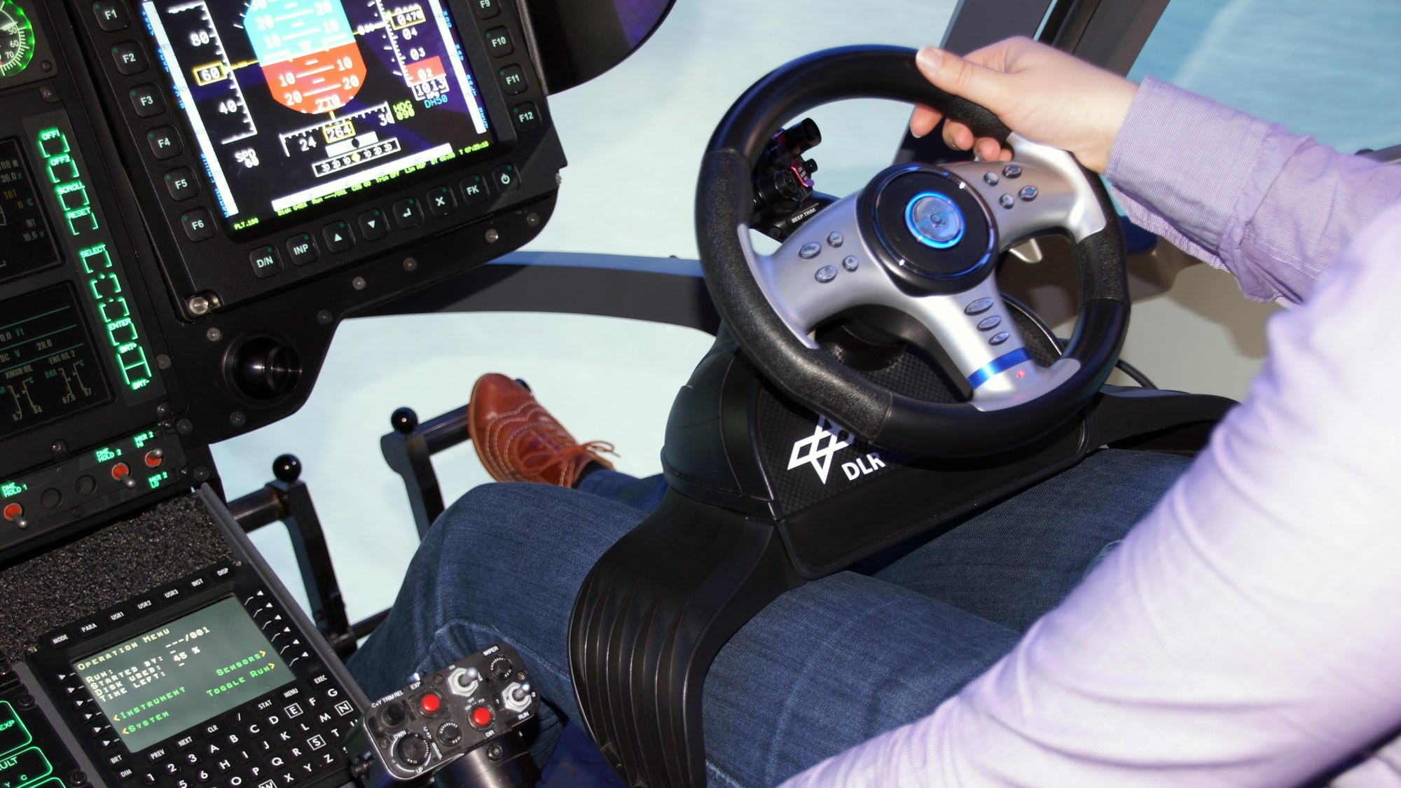 myCopter steering wheel in the simulator test