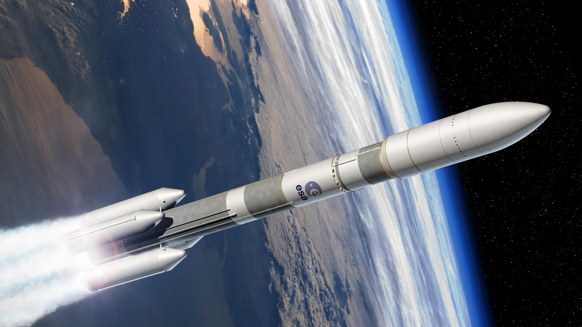 Artist's view of the Ariane 6 four boosters configuration (A64)